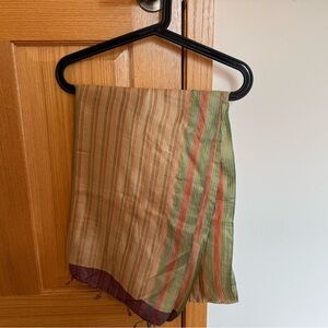 Striped Multicolor Wool Blend Indian Scarf